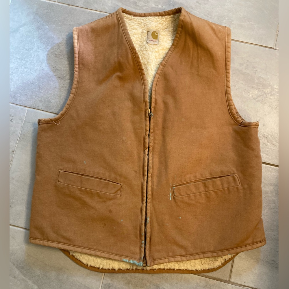 Carhartt Vintage Sherpa Lined men’s Vest Workwear Size Large